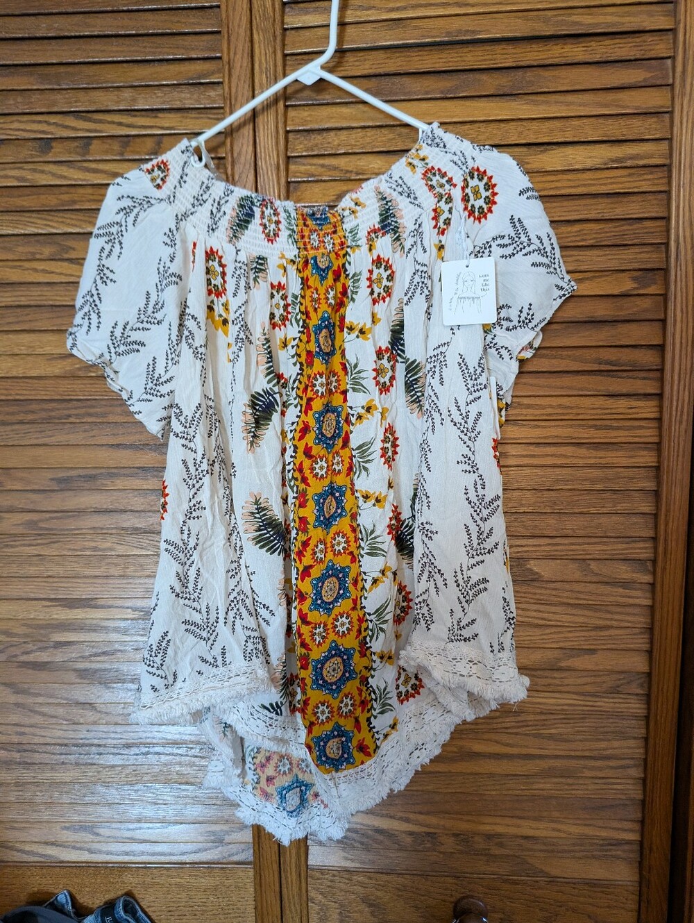 Skylar & Jade NWT Petal Ivory Boho Off Shoulder Blouse Ladies Size‎ 1X